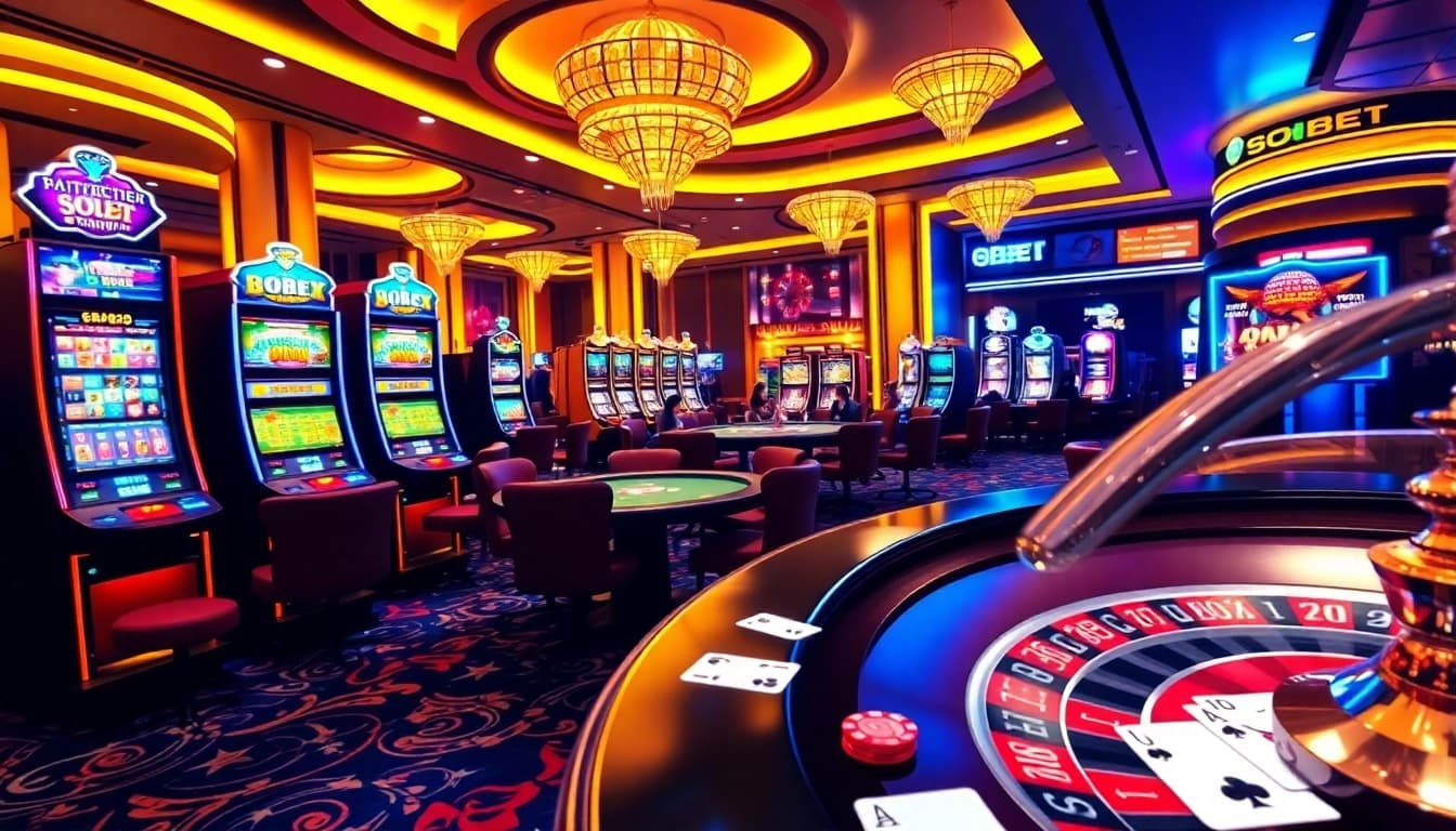 Experience thrilling gameplay at SOIBET with vibrant casino tables and high-stakes action.