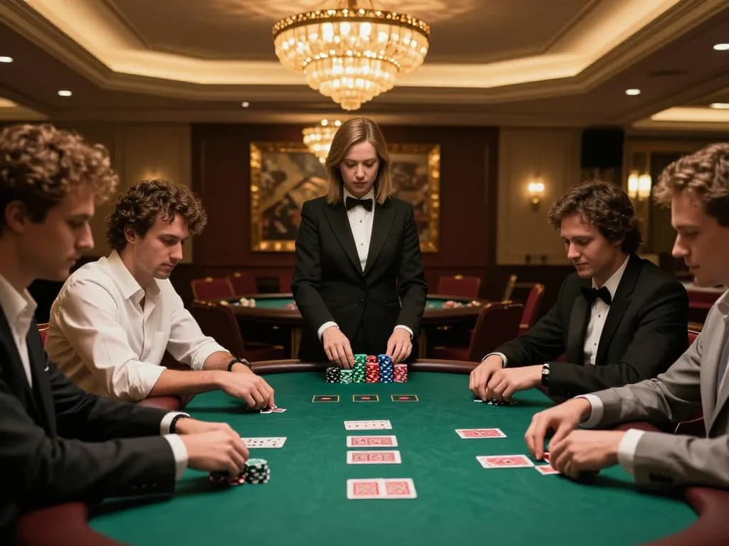 Engaged players at a nhà cái uy tín Sunwin poker table during a high-stakes game.