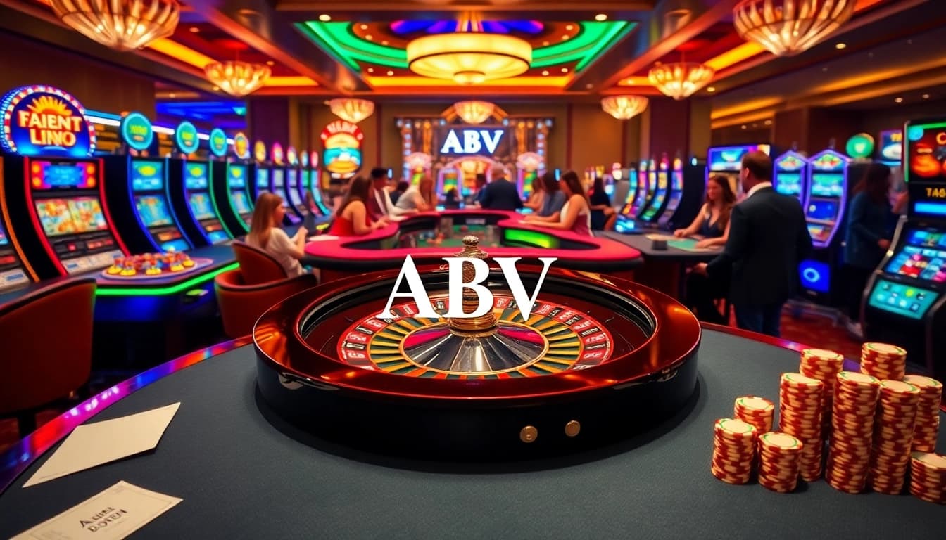 Experience the excitement of ABV VIP with luxurious casino gaming tables and vibrant atmosphere.