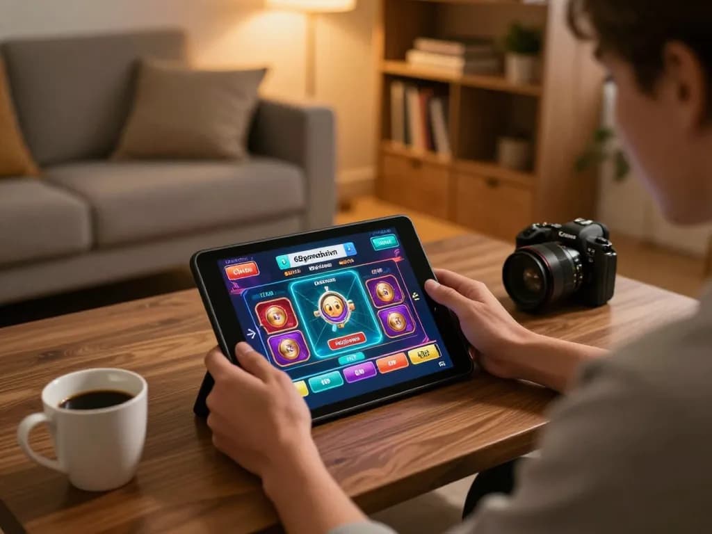 Player enjoying a dynamic gaming session on 68gamebaivn with an engaging tablet interface
