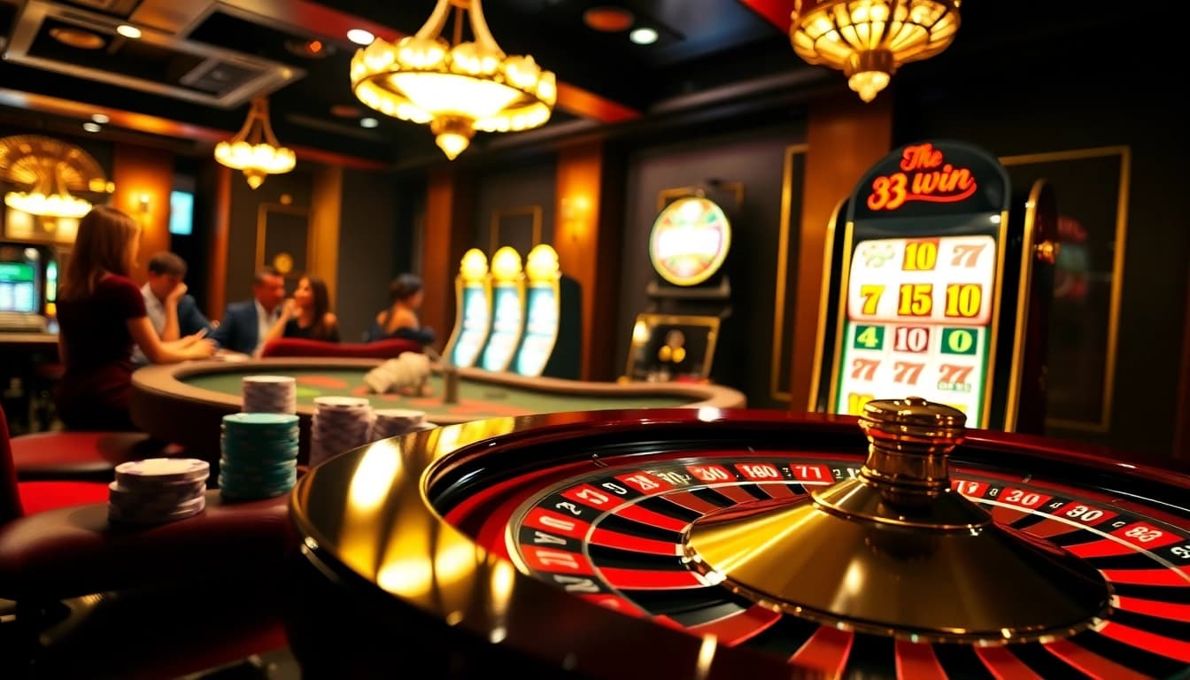 Players engaging in a thrilling game at 33win's luxurious casino.