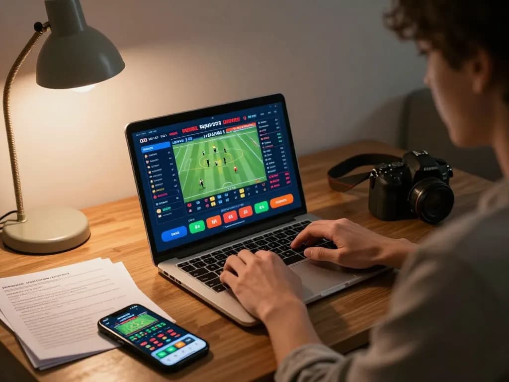 co88 sports betting session at home with laptop and strategy notes in a cozy setting
