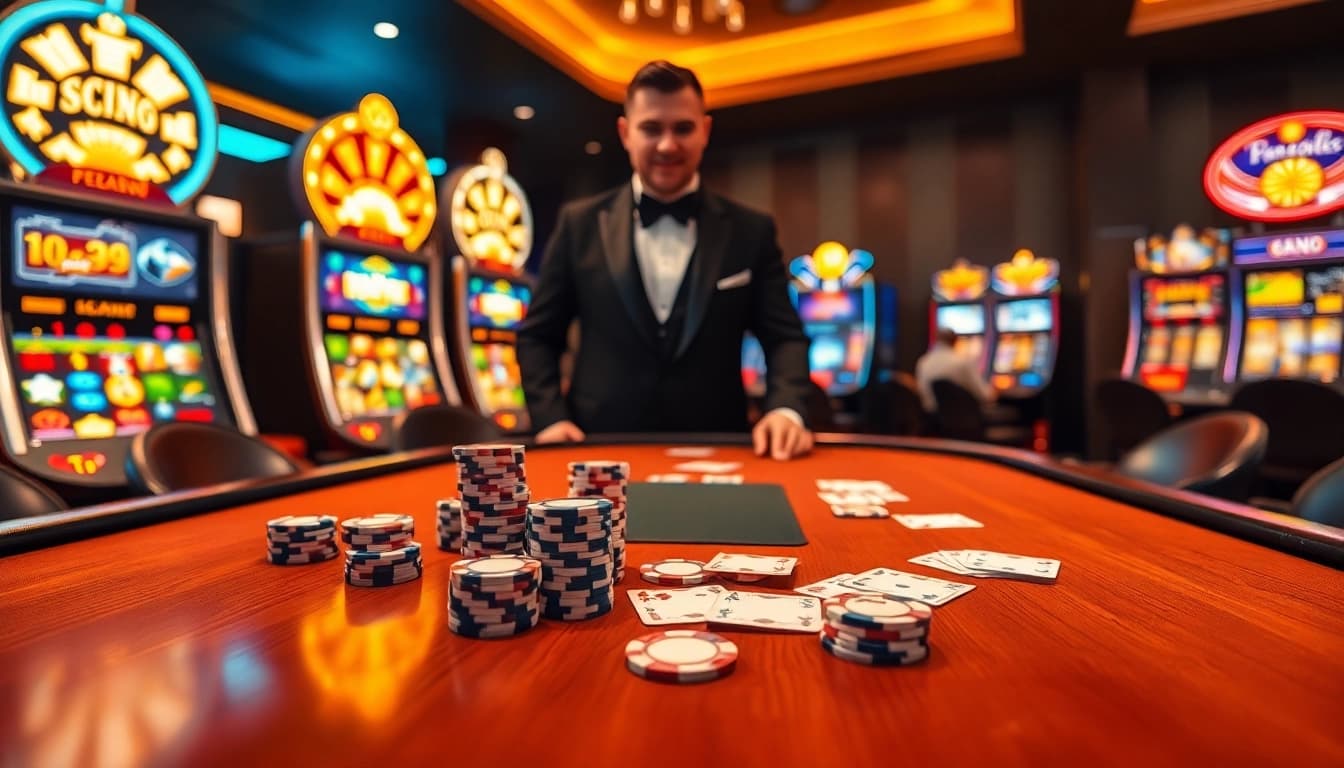 Experience high-stakes action at xn88 xn 88's luxurious casino table with vibrant gaming elements.