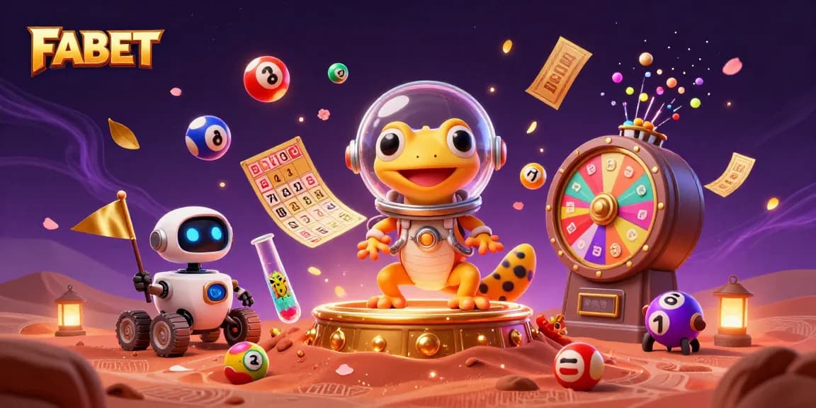FABET brings excitement with a Martian gecko uncovering treasures in a mystical casino.