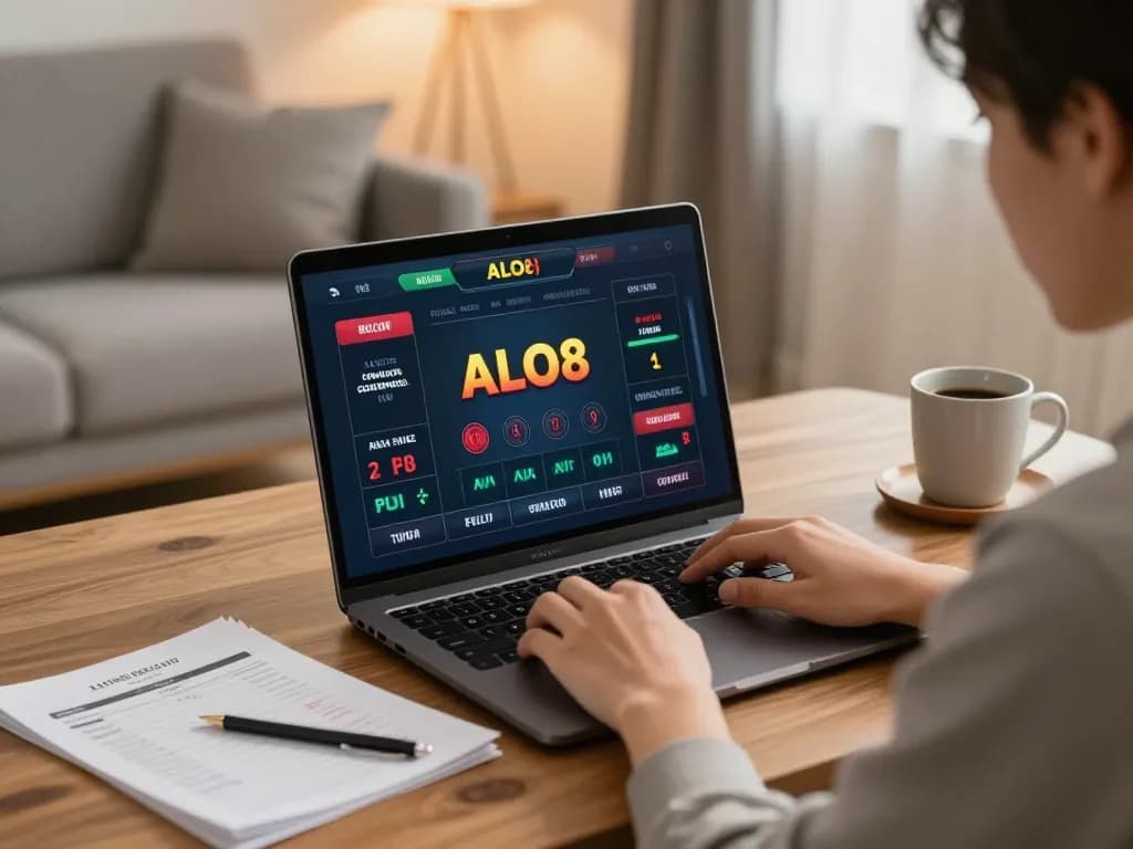 Engaging scene of online betting on ALO8 live with a user focused on strategy.