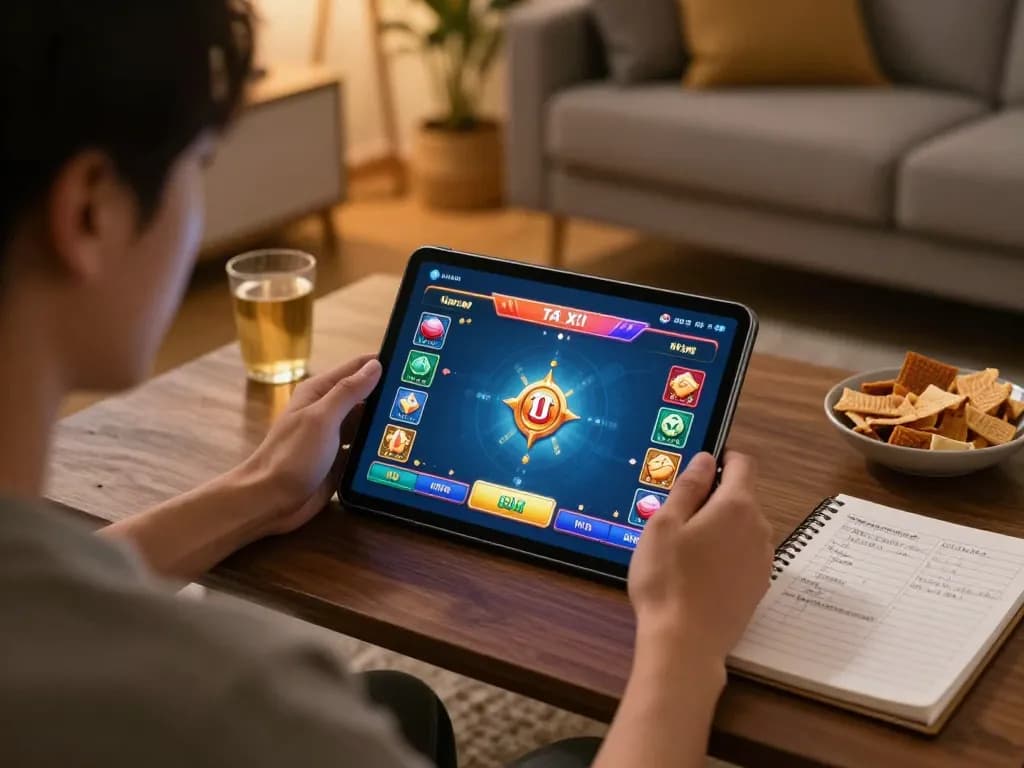 Player enjoying Tài Xỉu on taixiuonlinego app in cozy home setup, emphasizing strategic gameplay.