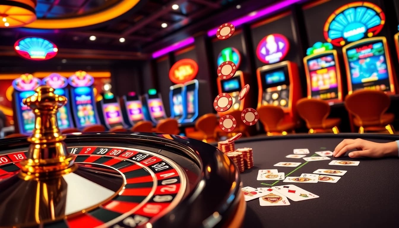 Experience the thrill of gambling at open88 with vibrant casino tables and lively players.