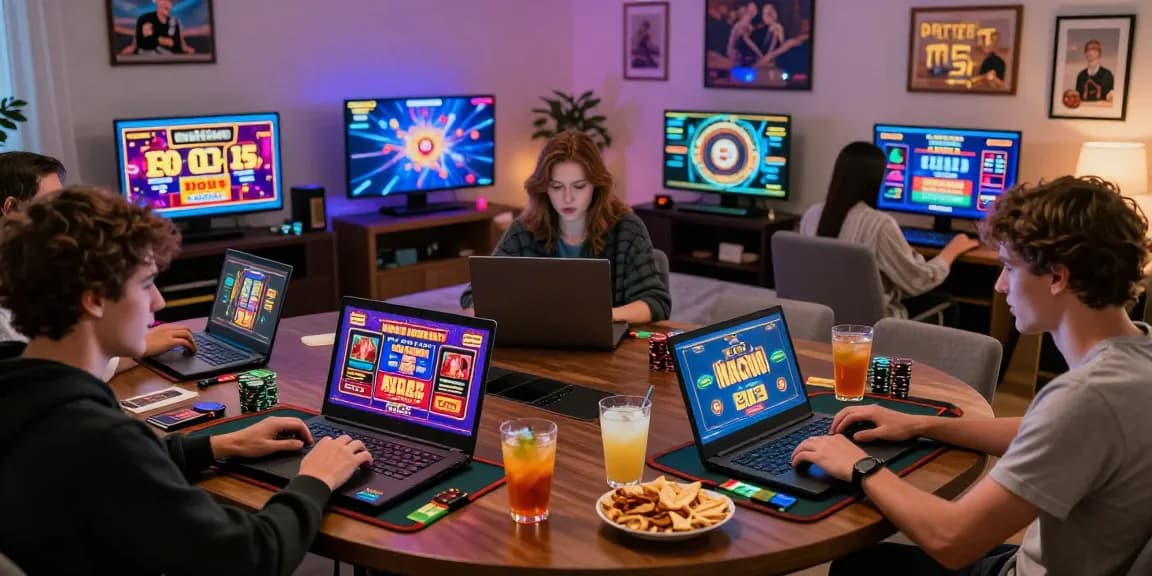 Players enjoying games at casinos that accept credit cards, showcasing excitement and bonuses in a cozy home setting.