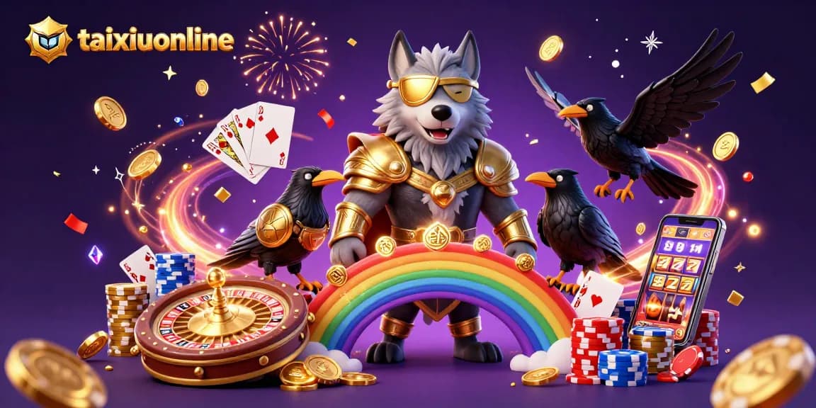 Experience the thrill of taixiuonline with an exhilarating 3D illustration showcasing Odin and ravens amidst casino chips.