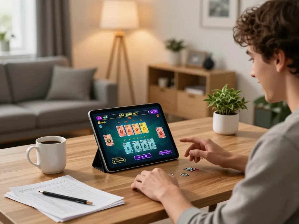 Join the excitement of fly88 with live dealer gaming on a tablet in a cozy home setup