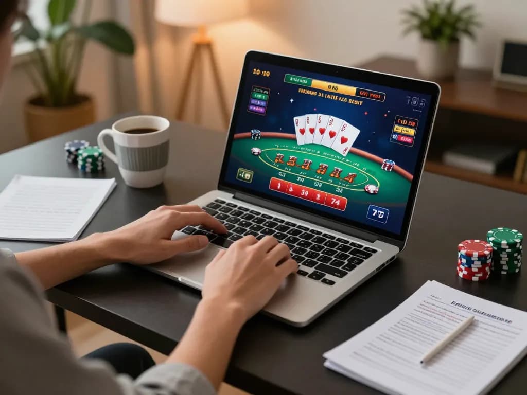 Players experiencing the excitement of vin88 online blackjack with cards and chips in action