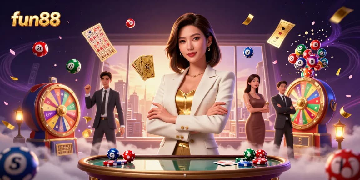 Win big at fun88 with exciting casino games and vibrant lottery elements in a dynamic scene.