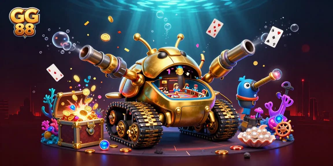 Engage with GG 88 in a lively, interactive mini-casino scene filled with vibrant elements and dynamic action.