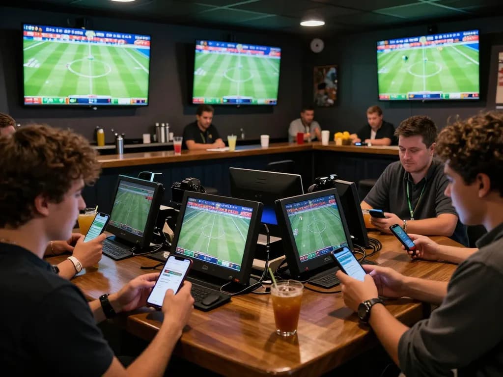Tỷ Lệ Bóng Đá betting scene with fans engaged in live sports action.