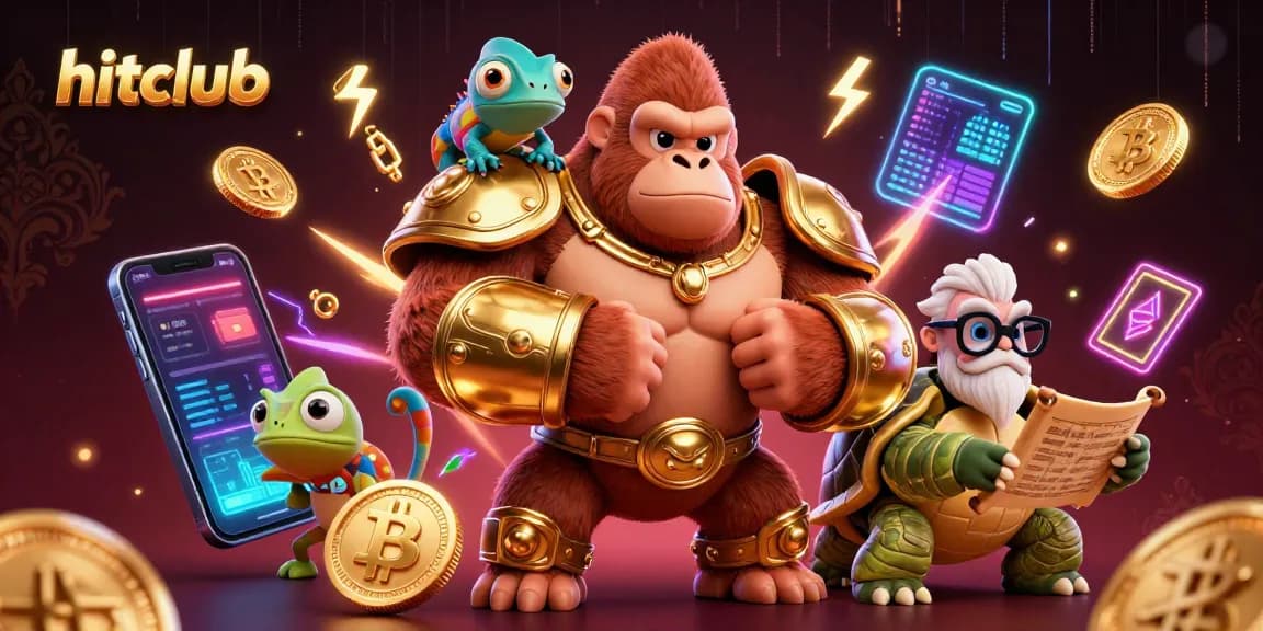 Hitclub engages players with a 3D digital casino scene showcasing vibrant characters and gaming elements.