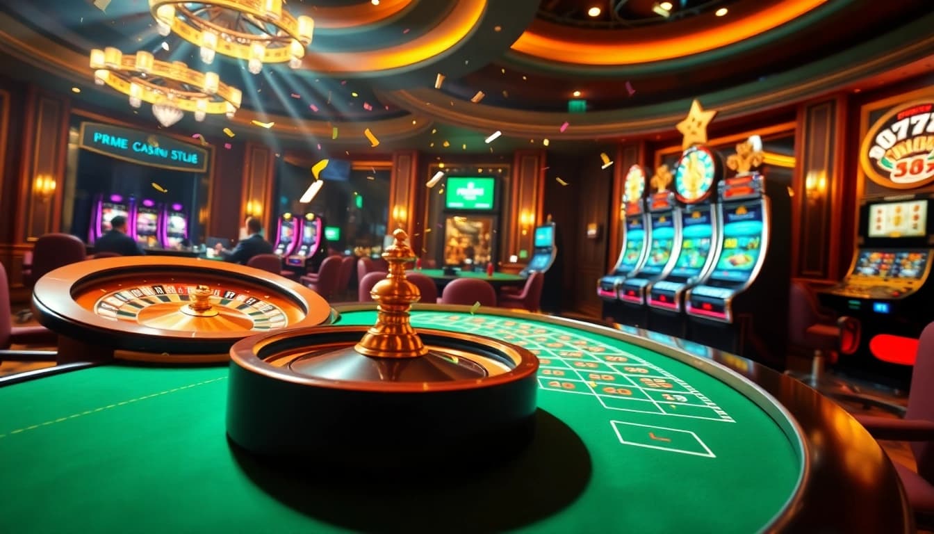 The festive atmosphere of a casino in action at https://lixi88.run/, showcasing vibrant tables and exciting players celebrating wins.