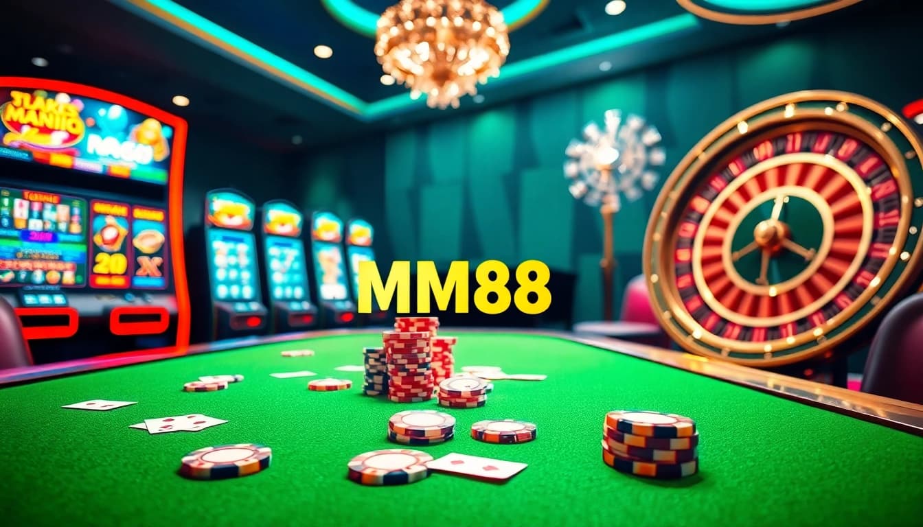 Experience thrilling gameplay at MM88 casino with vibrant tables and slot machines.