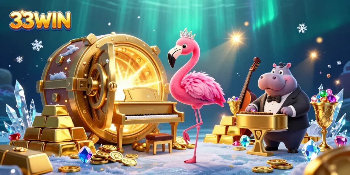 Experience vibrant gaming thrills with 33WIN’s engaging casino illustration showcasing dynamic elements.