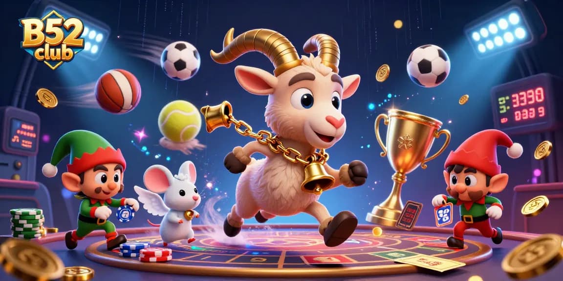 B52 club players enjoying a thrilling holiday-themed casino with festive characters and dynamic game elements.