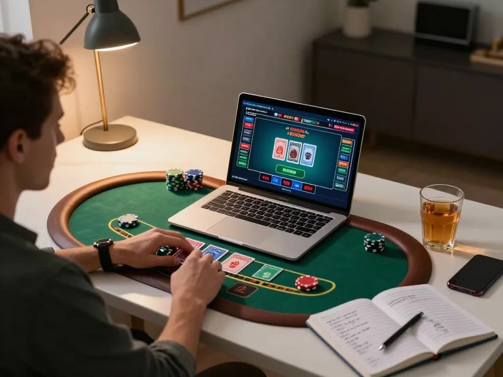 Player enjoying a live blackjack game on uu88 from home, showcasing strategy and engagement.