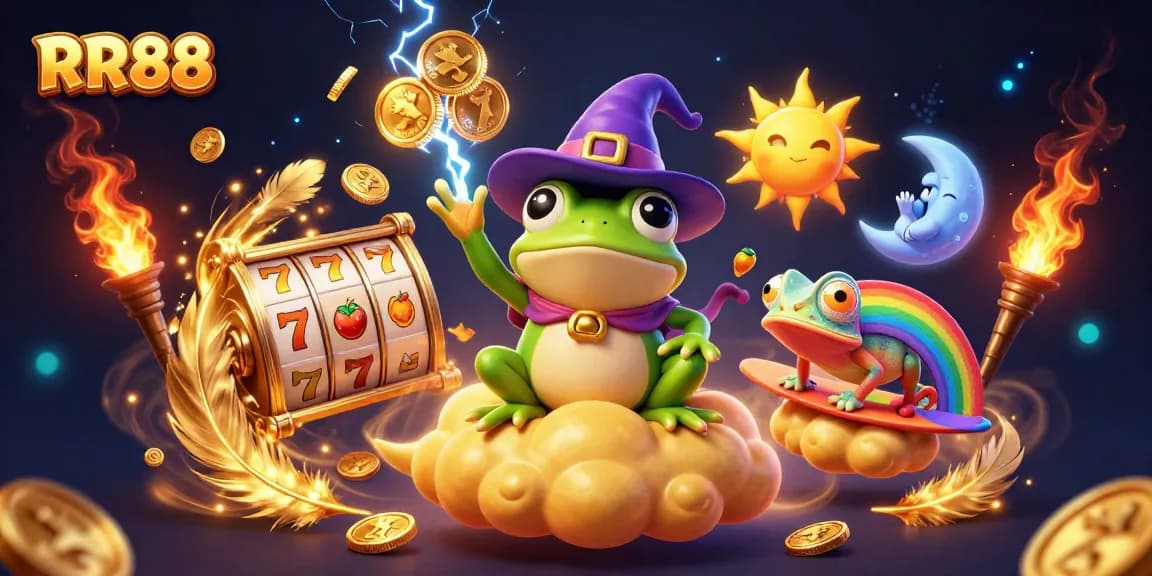 Experience thrilling gameplay at RR88 with vibrant characters amidst a storm of golden coins.