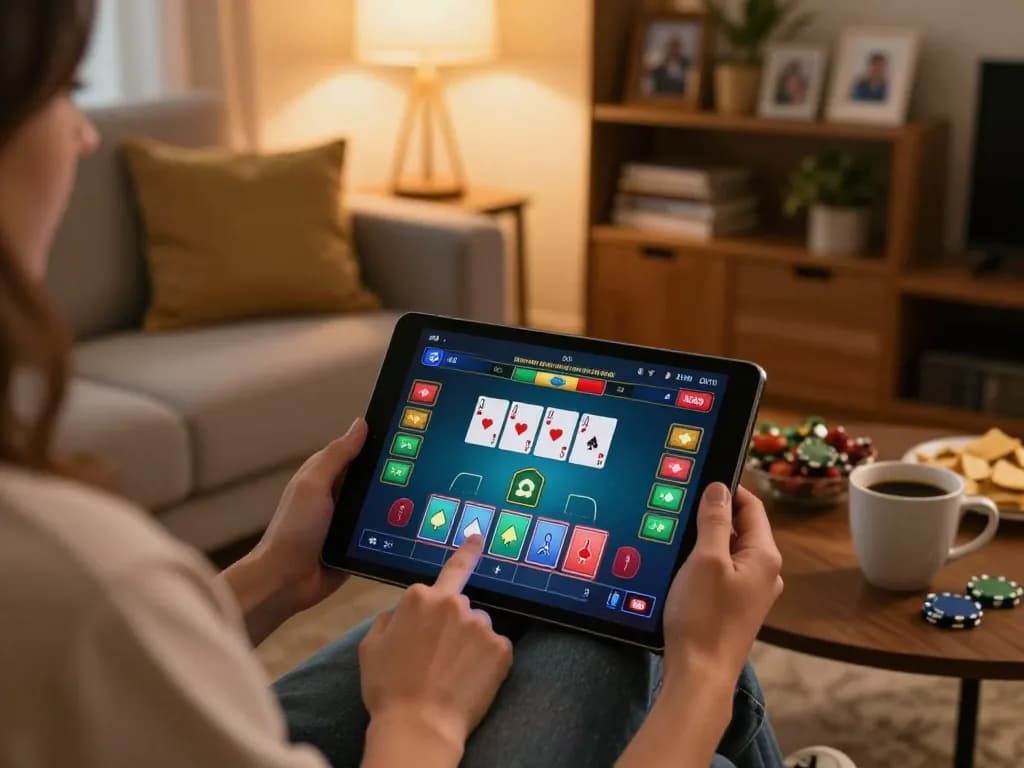 MM88 player engages in live blackjack at home, capturing an immersive and enjoyable online experience.