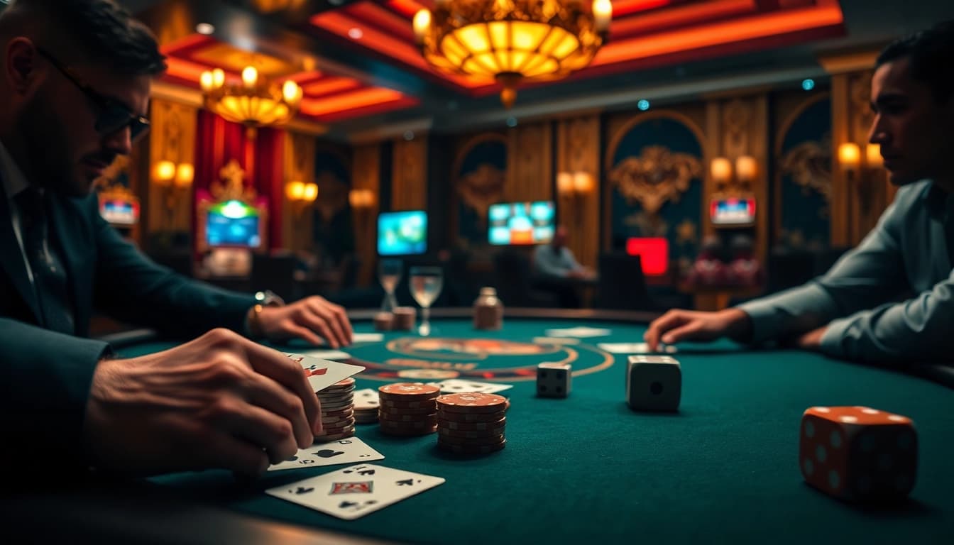 Engage with the hidden wiki dark web at a luxurious poker table, showcasing intense gameplay.