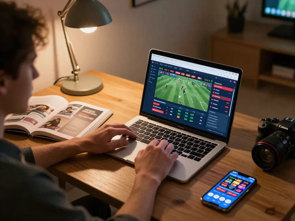 Betting on live sports with sin88 app in a cozy home setup, showcasing strategy and engagement.