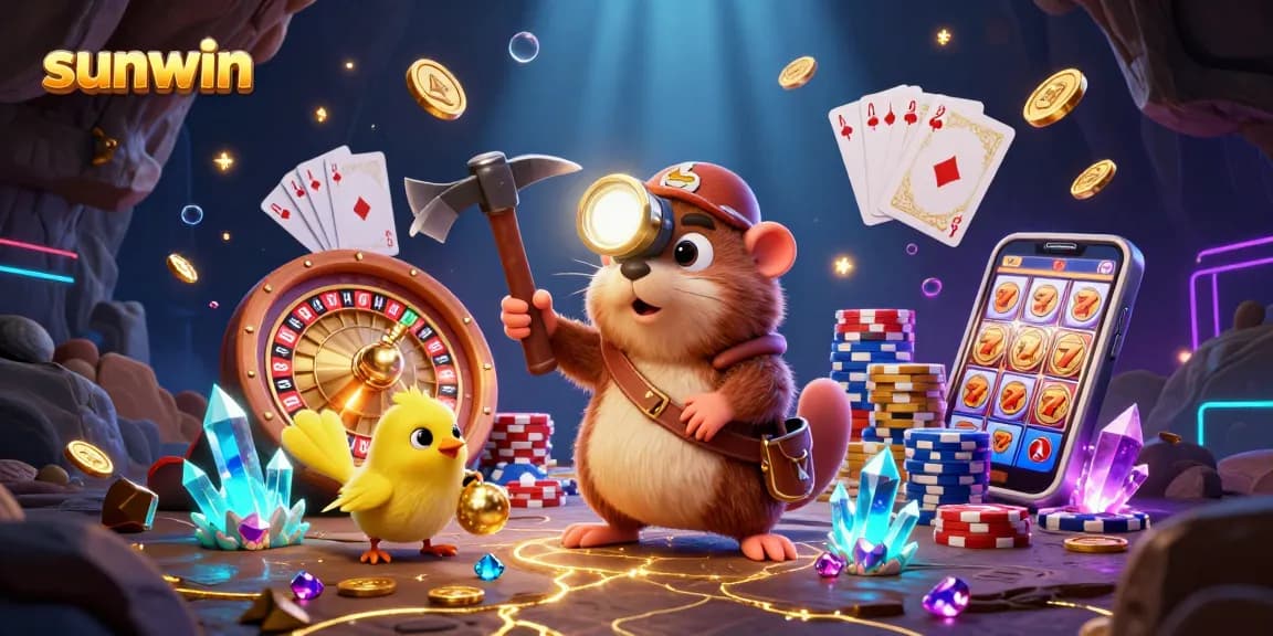 Experience exciting wins with sunwin's vibrant casino adventure illustration featuring thrilling game elements.