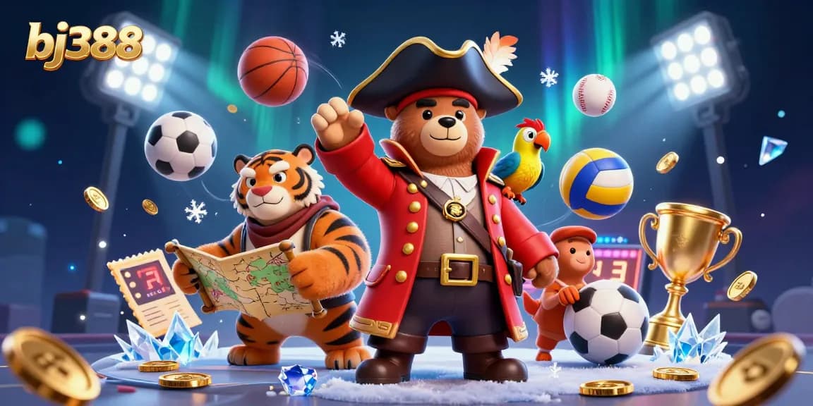 Experience the excitement of bj388 with vibrant characters and thrilling sports betting elements in a dynamic scene.