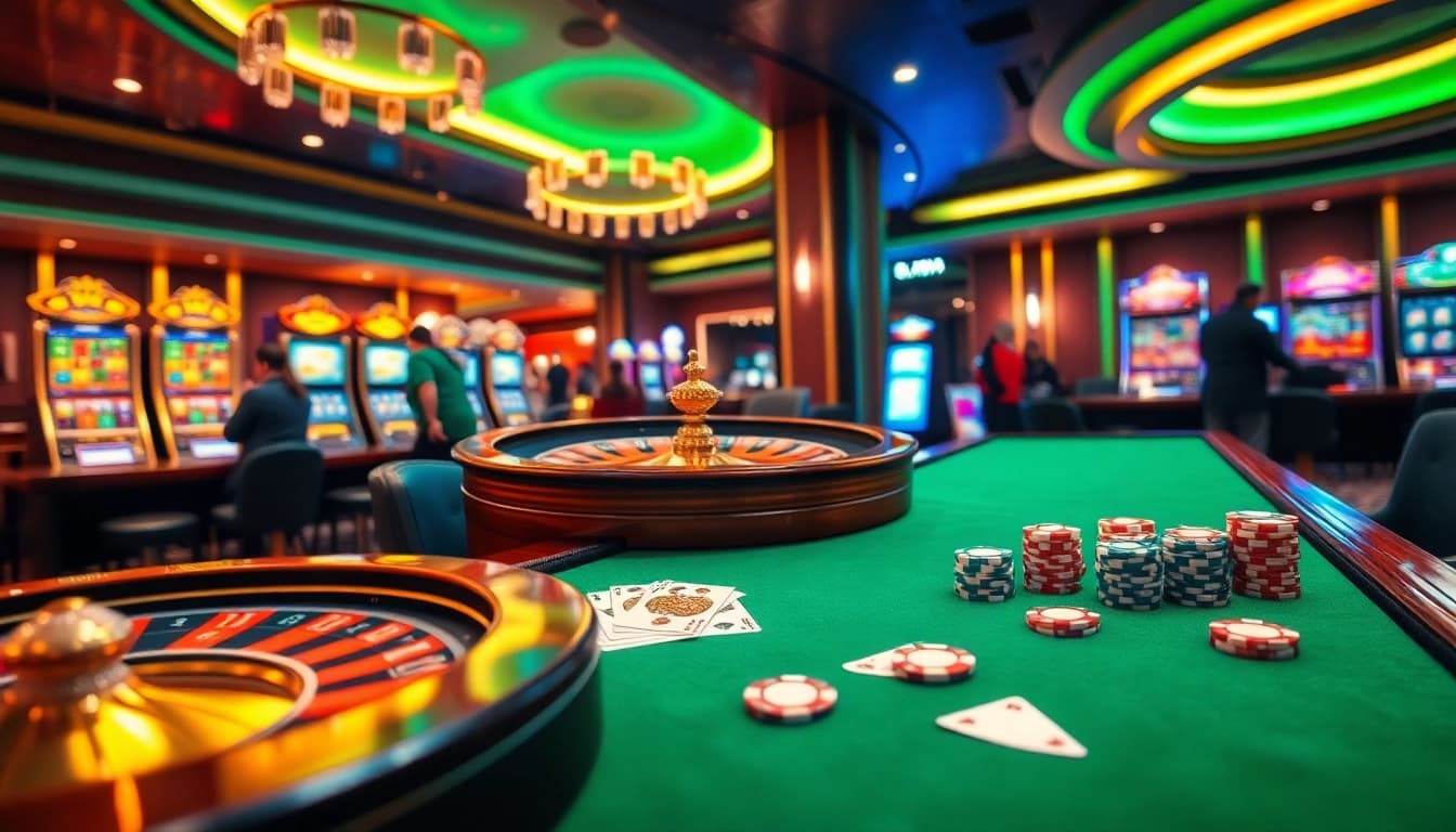 Experience the excitement of 88aa with a dynamic casino scene featuring roulette and poker.