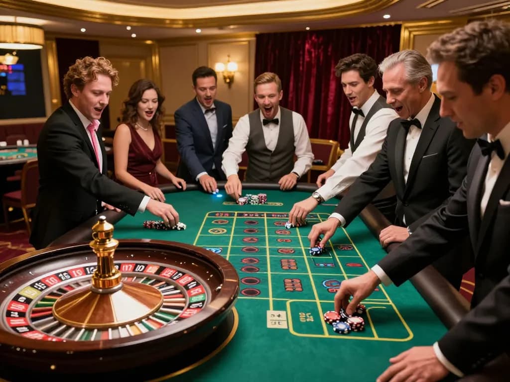 Players engaging in a thrilling game of roulette at du88 casino, vibrant action captured.