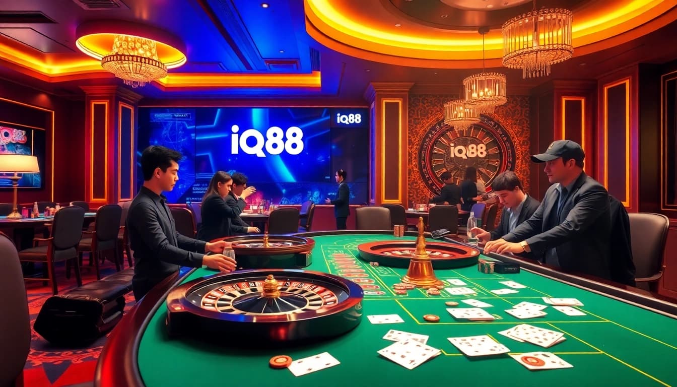 Experience thrilling gameplay at iq88 with engaging casino tables and vibrant poker chips.