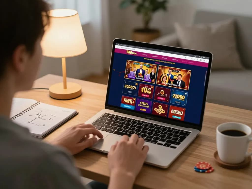 Engaging scene of online casino gaming at home, featuring 789win hiện đang mở for an immersive experience.