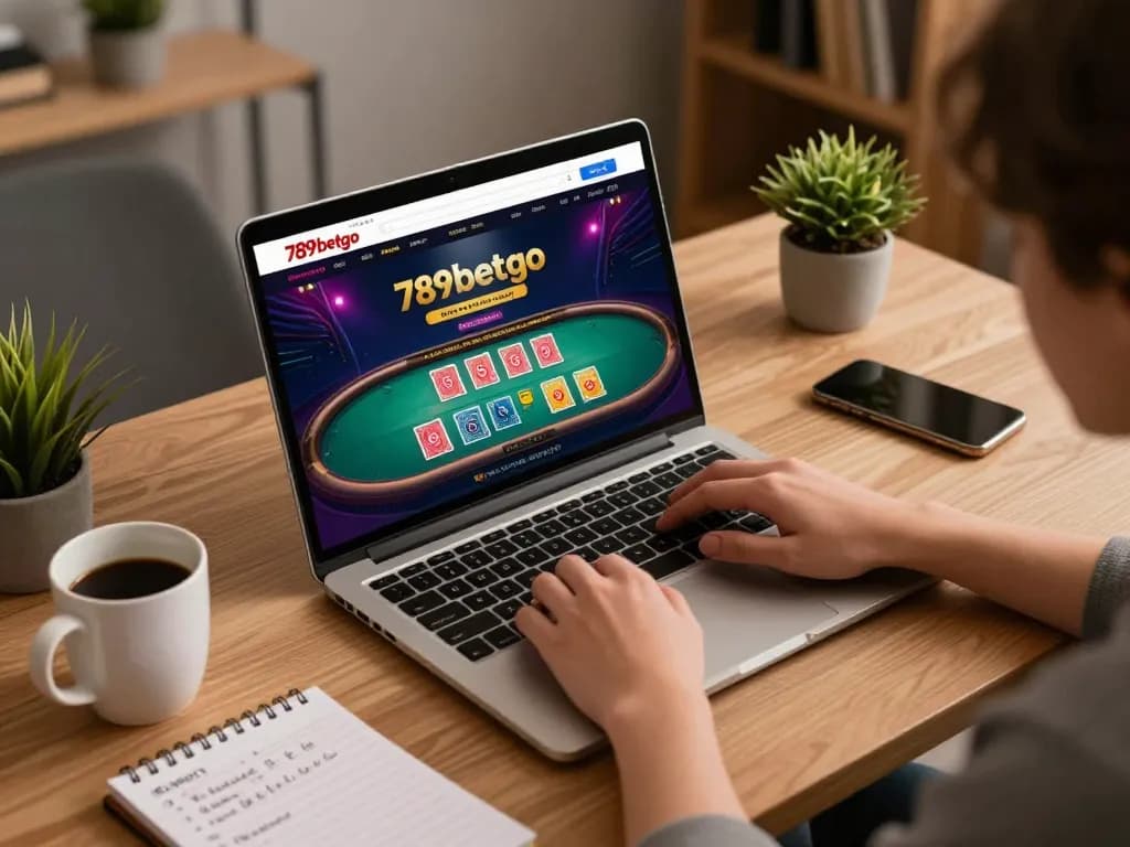 Engaging online gaming with 789betgo, showcasing a live dealer blackjack game on a laptop.