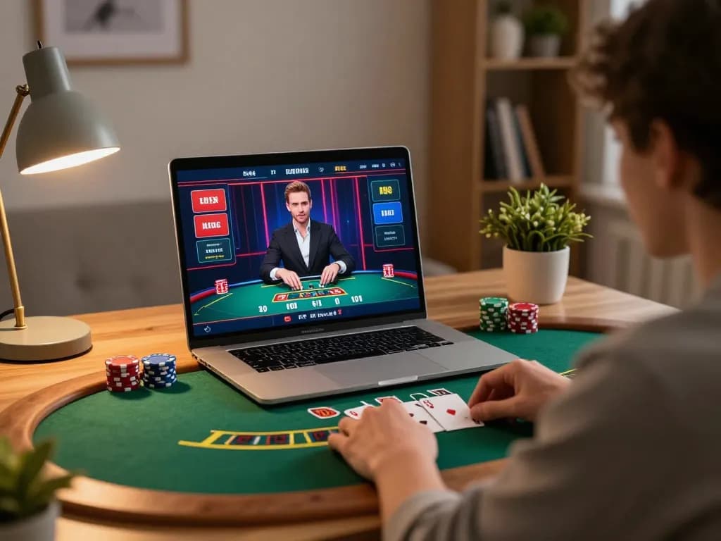 Engaging in thrilling online blackjack gameplay at home on qq88 platform.
