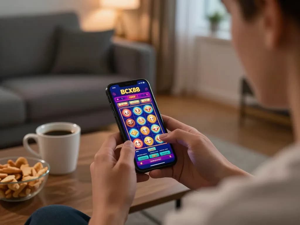 Experience the vibrant BCX88 casino app while enjoying mobile gaming at home
