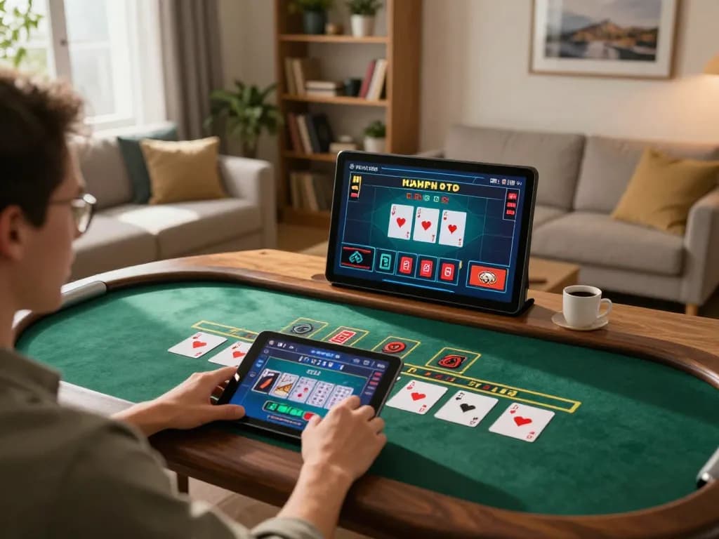 Player engages in live blackjack on 88fc tablet in cozy home setup.
