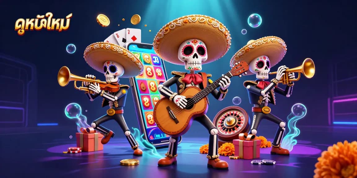 Experience the thrill of ดูหนังใหม่ in a vibrant 3D scene with exciting slot game elements.