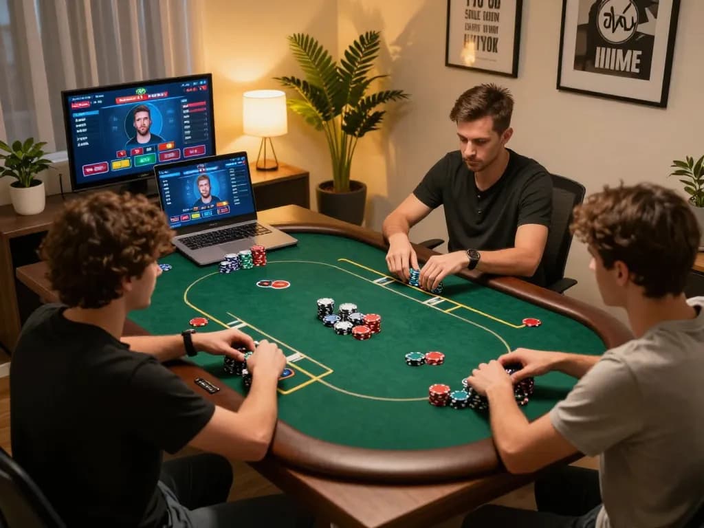 tic88 players engage in thrilling online poker, showcasing strategic betting choices and game interface.