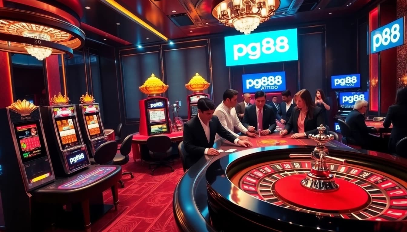 Experience the excitement of pg88.tattoo in a luxurious casino setting with engaged players and dynamic gameplay.