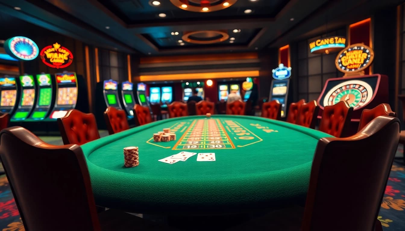 Engage in thrilling gameplay at Trang Chủ VB88 with vibrant casino tables and exciting slot machines.