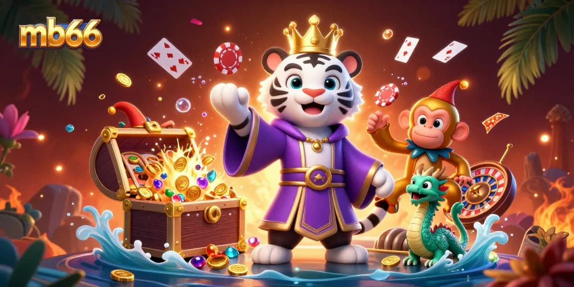 Engage in thrilling gameplay at mb66 casino, surrounded by vibrant characters and dazzling game elements.