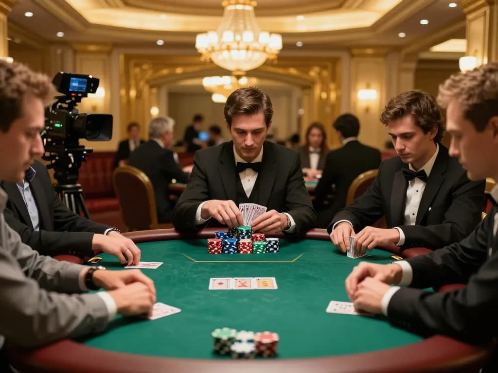 F168 players engaging in a thrilling poker game in an upscale casino environment, enhancing strategic gameplay.