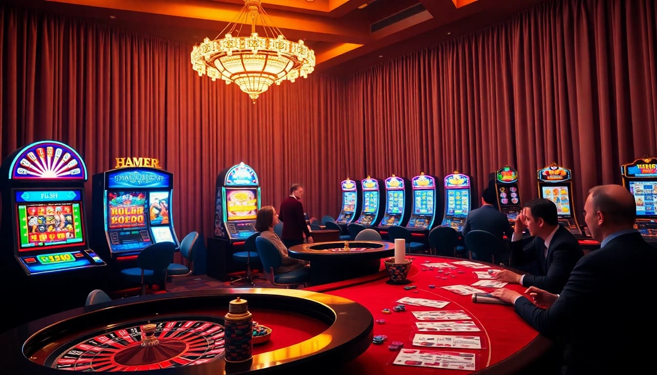 Players enjoy vibrant casino games at a nha cai uy tin, with roulette and slots enhancing the thrill of gambling.