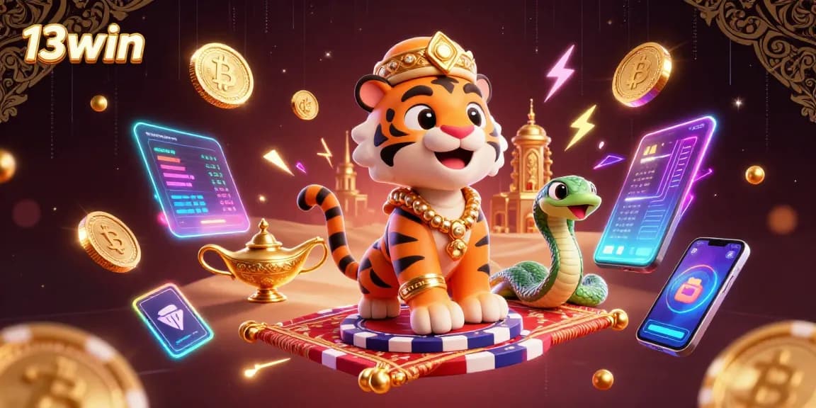 Experience thrilling games at 13win with vibrant 3D characters and casino elements alive in the air.