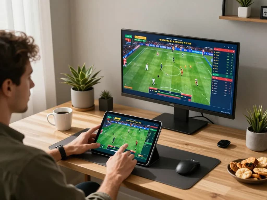 Engaging with sports betting at hz88 using tablet, highlighting real-time odds analysis