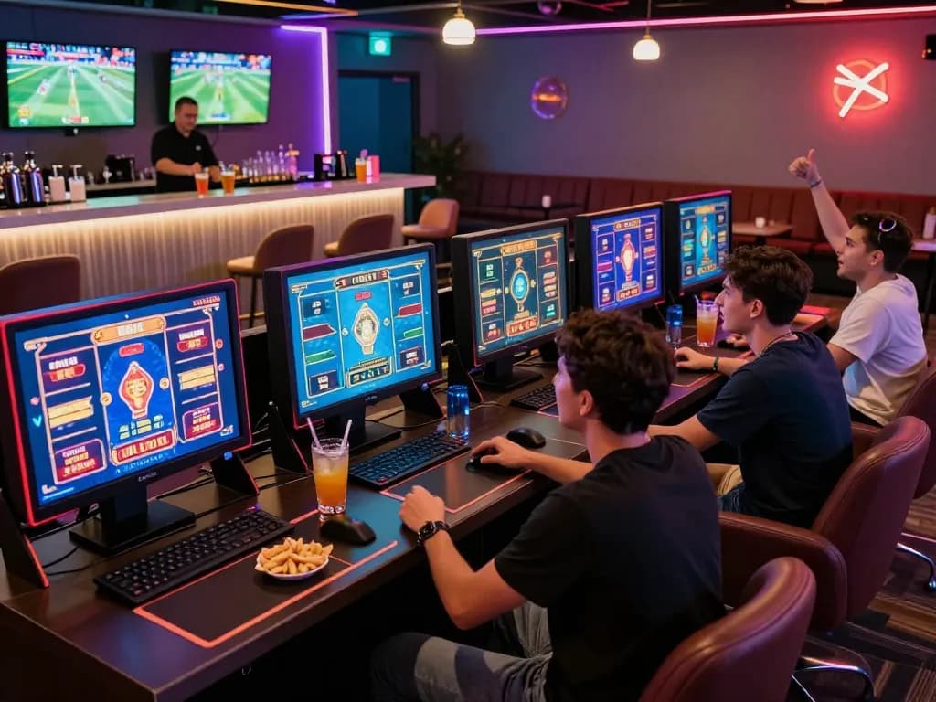 Exciting online gambling experience at HM88 with players enjoying various games and vibrant atmosphere