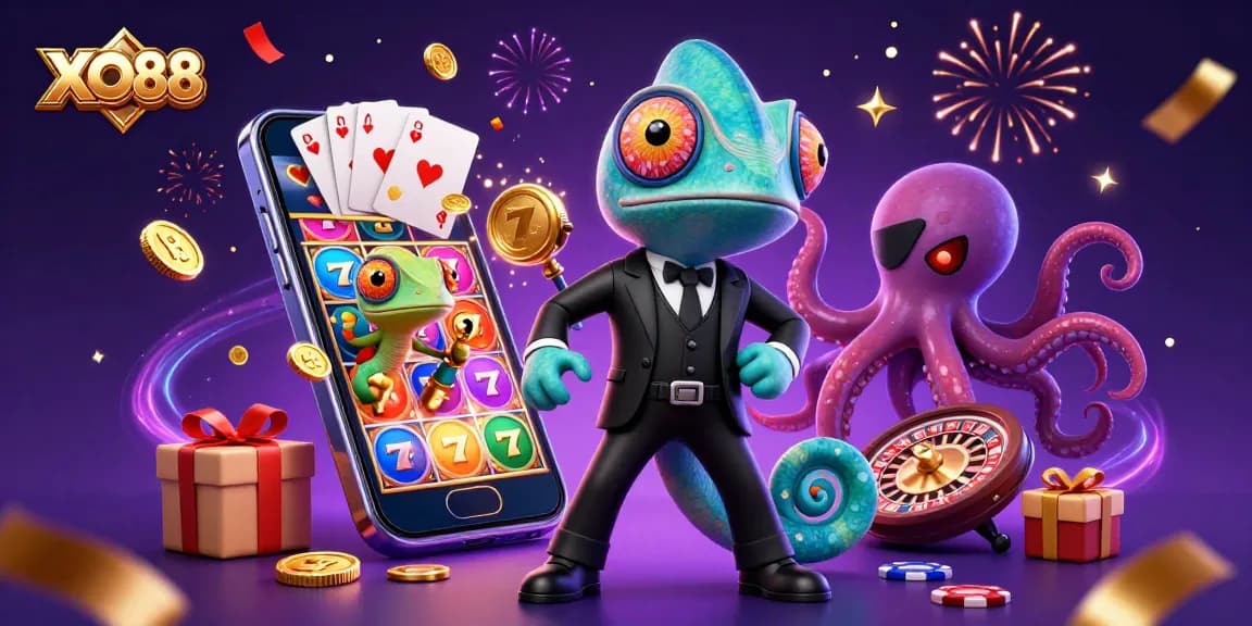Experience the excitement of XO88 casino games with charismatic characters and vibrant slot action.