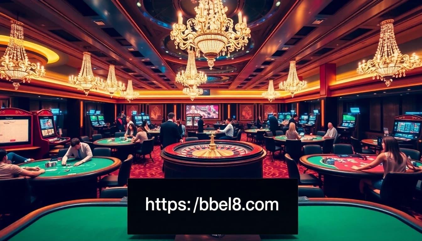 Highly engaging casino scene with players at tables featuring https://bem88.com for an immersive gambling experience.